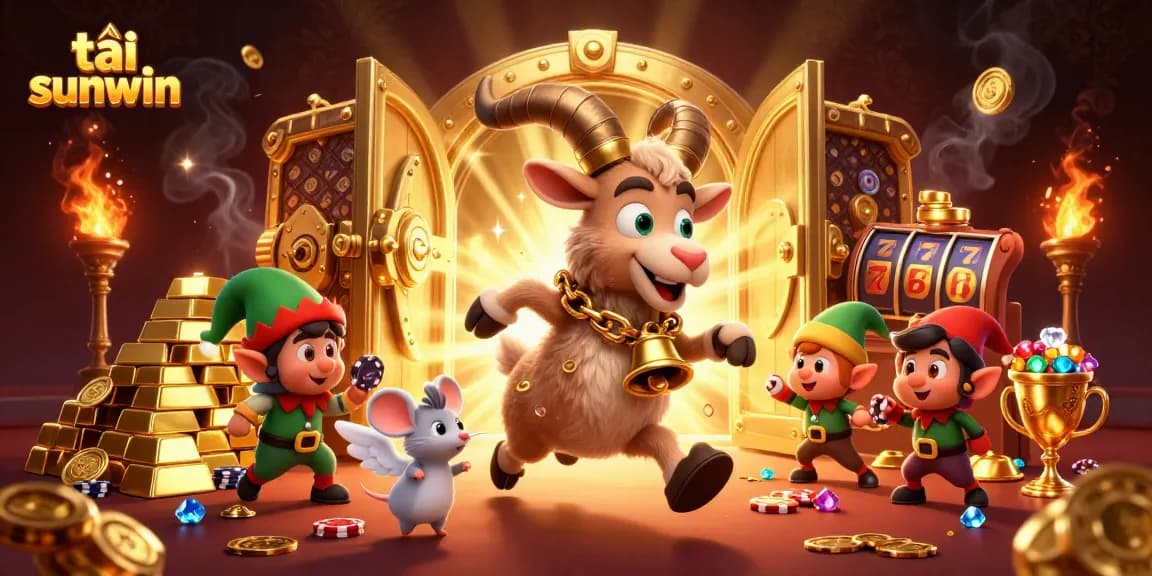 Engage in the vibrant casino scene as tải sunwin comes alive with Krampus and playful characters stealing chips in a festive atmosphere.