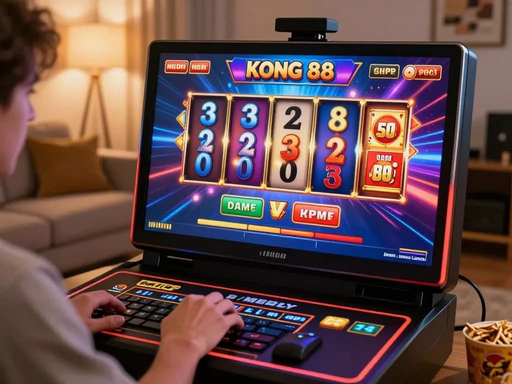 KONG 88 online casino action with animated slot machine reels, showcasing exciting gameplay experience.