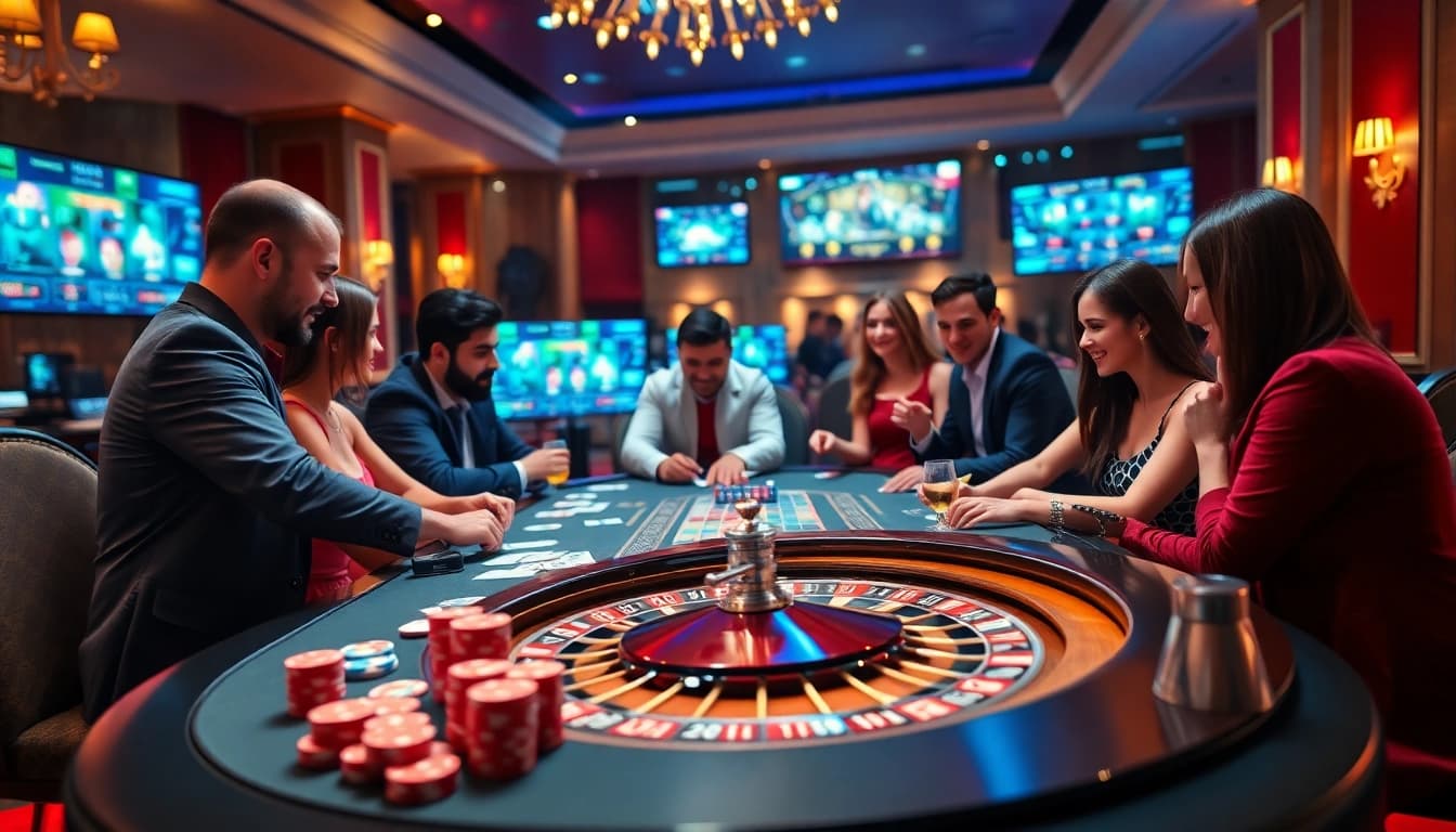 Experience the excitement of gambling with diverse players at https://mm88.press/ in a luxurious casino setting.