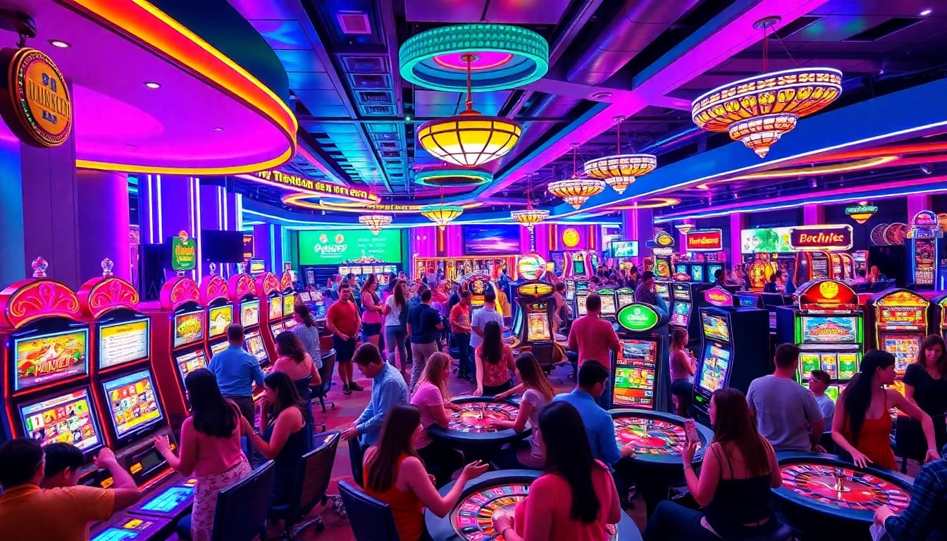 Spannende Szene auf einem Spielplatz von casino spiele.de mit Spielern, die gewinnen.