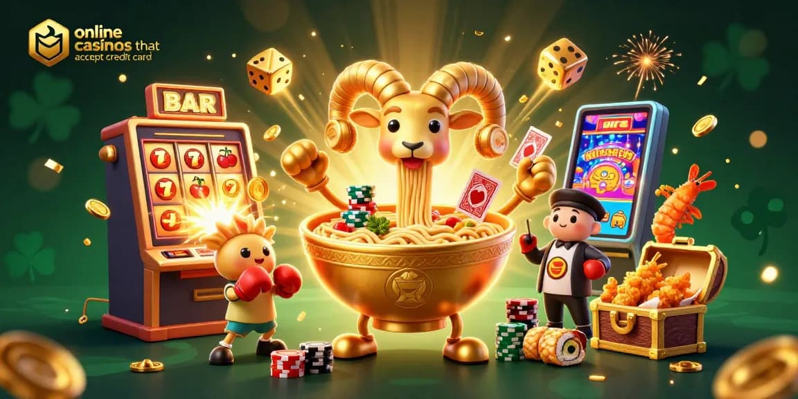 Experience the best online casinos that accept credit card with vibrant casino-themed characters and dynamic gaming elements.