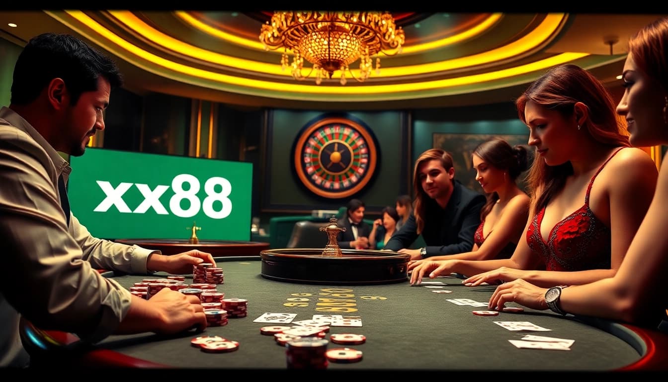 Experience thrilling xx88 game action at a luxurious casino table with vibrant gameplay.