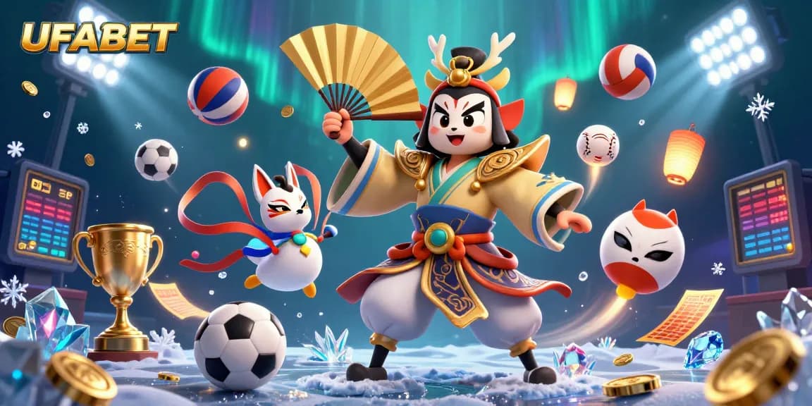 Bet on UFABET and win big with dynamic sports elements and vibrant illustrations.