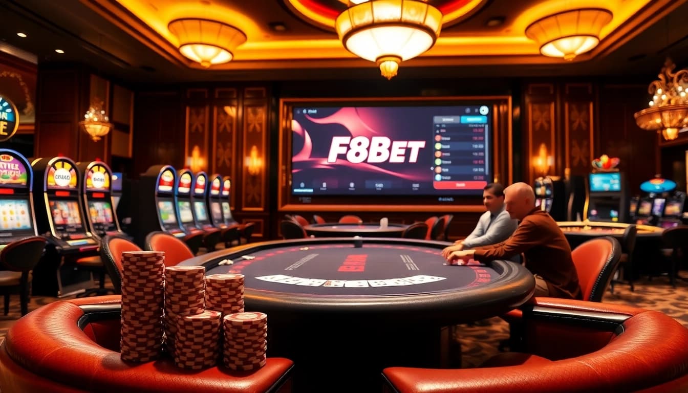 Engage in high-stakes poker action at F8BET featuring luxurious gaming elements.