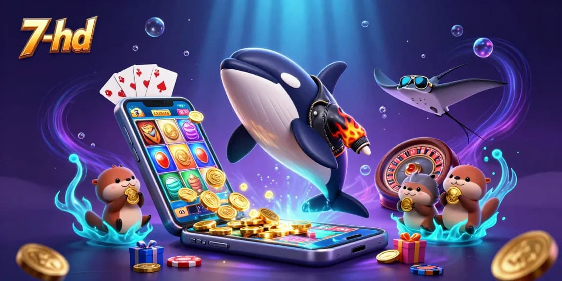 Experience thrilling gambling with 7-hd's spectacular sea-themed casino characters and vibrant game elements.