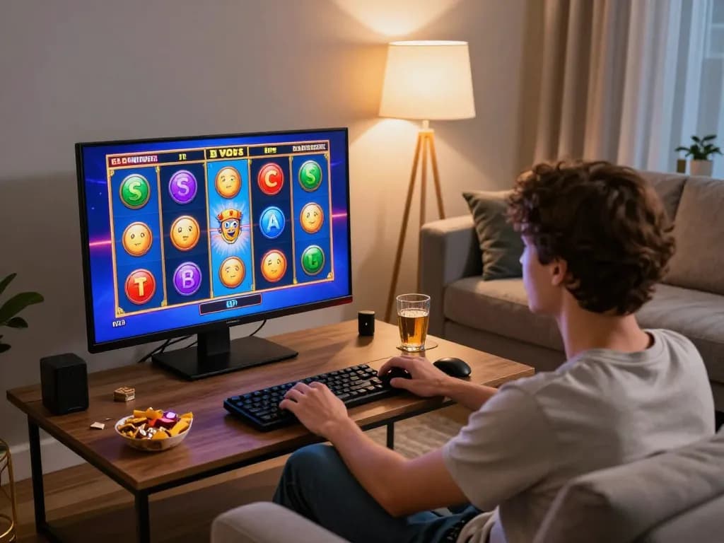 Player enjoying online slot gaming at home using gi8 for a thrilling experience.