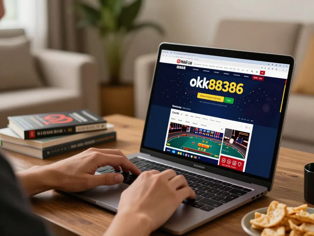 Engaging scene of Nhà cái ok88386 online casino gameplay on laptop, showcasing strategic betting action.