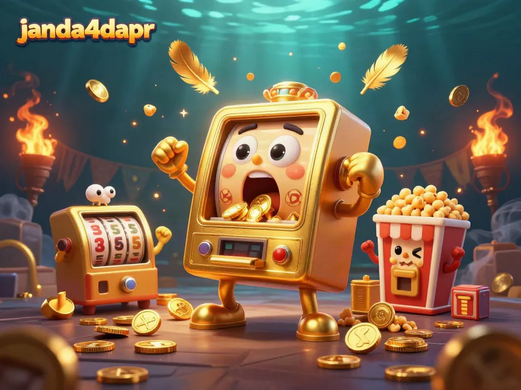 Kendaraan slot janda4dapr yang mengejutkan saat mendapatkan jackpot, mengeluarkan koin berkilauan.