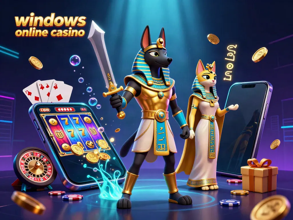 Engage in thrilling gameplay at windows online casino with ancient Egyptian characters and dynamic gaming elements.