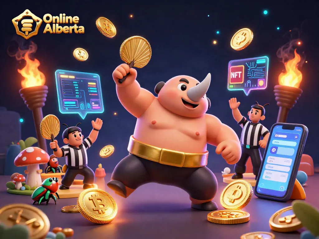 Engage with Online Casino Alberta through dynamic gaming illustrated by a rhinoceros beetle champion performing exciting casino action.