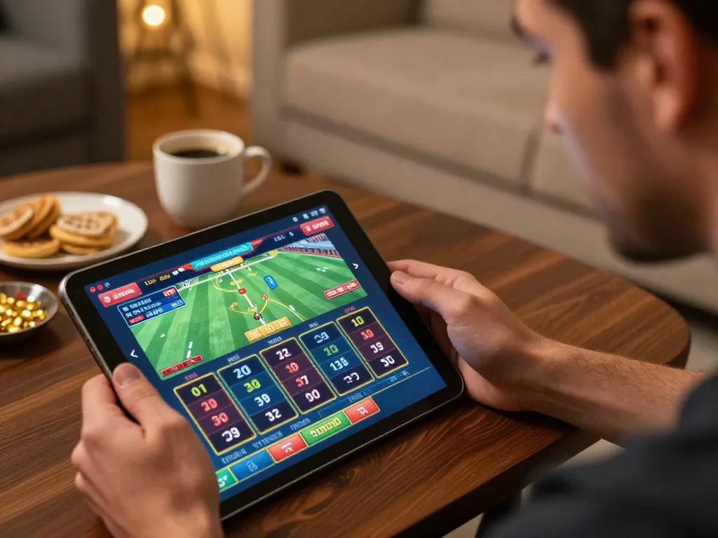 energileisureparks expert player placing strategic bets on sports events using a tablet