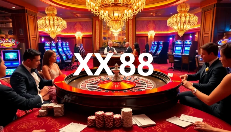 Experience the thrill of casino gaming at XX88 with players enjoying the luxurious roulette table.