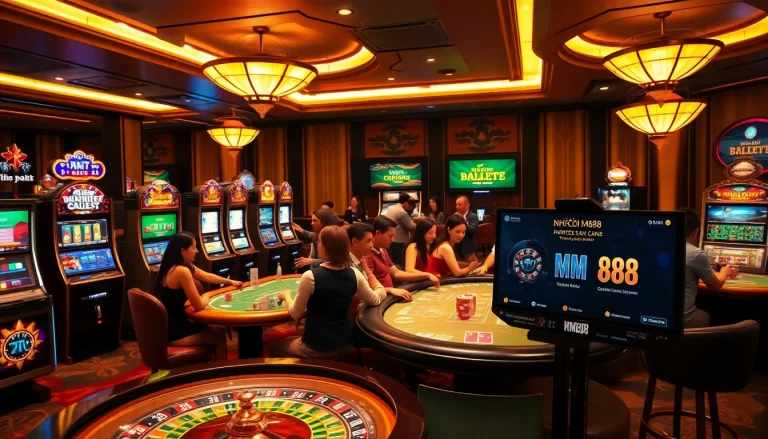 Experience NHÀ CÁI MM88 with vibrant casino games at luxurious tables.