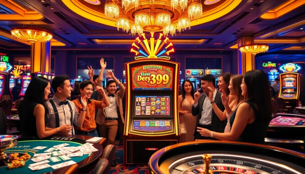 Mesin slot Dewanaga89 menarik pemain yang antusias dalam suasana kasino yang meriah.