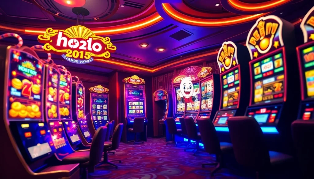 "Exciting hoki138 online gaming scene featuring vibrant slot machines and engaging interface."