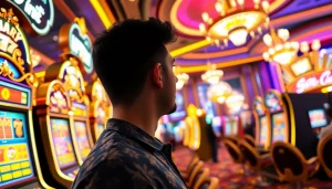 Menikmati pengalaman bermain luxury777 game di lingkungan kasino yang megah dan cerah.