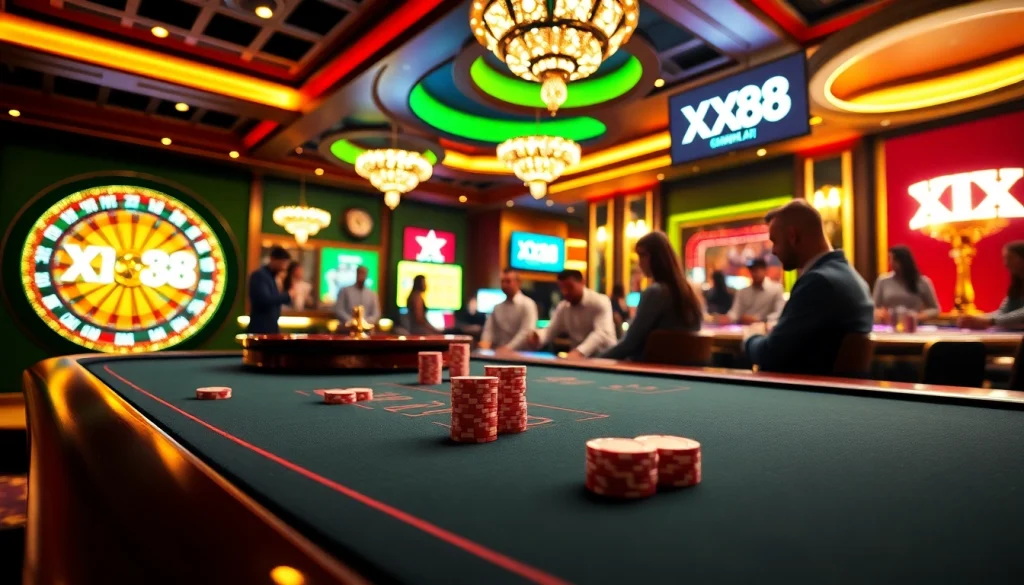 Experience thrilling gameplay at XX88.AI with vibrant casino tables and exciting gaming action.
