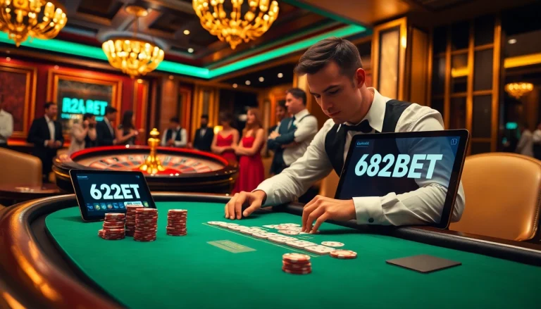 Experience the excitement of poker at 622BET, with vibrant chips and cards on the table.