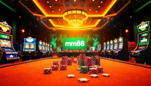 Engaging online gambling scene featuring the mm88 link amidst vibrant casino elements.