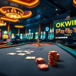 Witness the excitement of casino gaming with OKWIN, featuring vibrant slot machines and engaging table games.