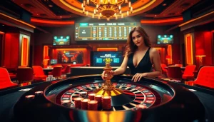 Experience the thrill of gambling at https://ev88vip1.cn.com/, featuring a luxurious roulette table and engaging dealer.