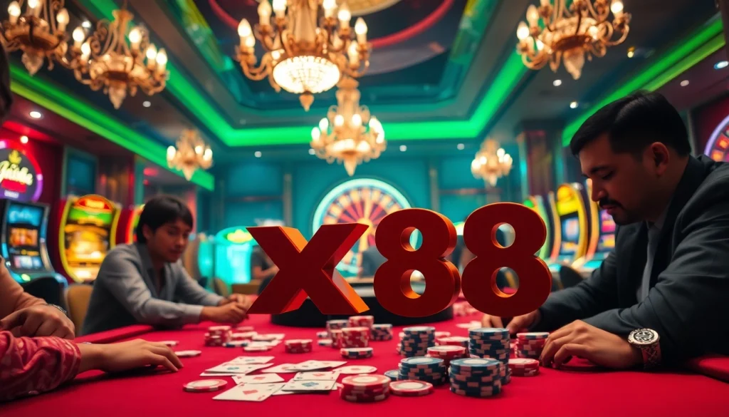 Experience the thrill of winning at the poker table with XX 88 as the vibrant scene unfolds.