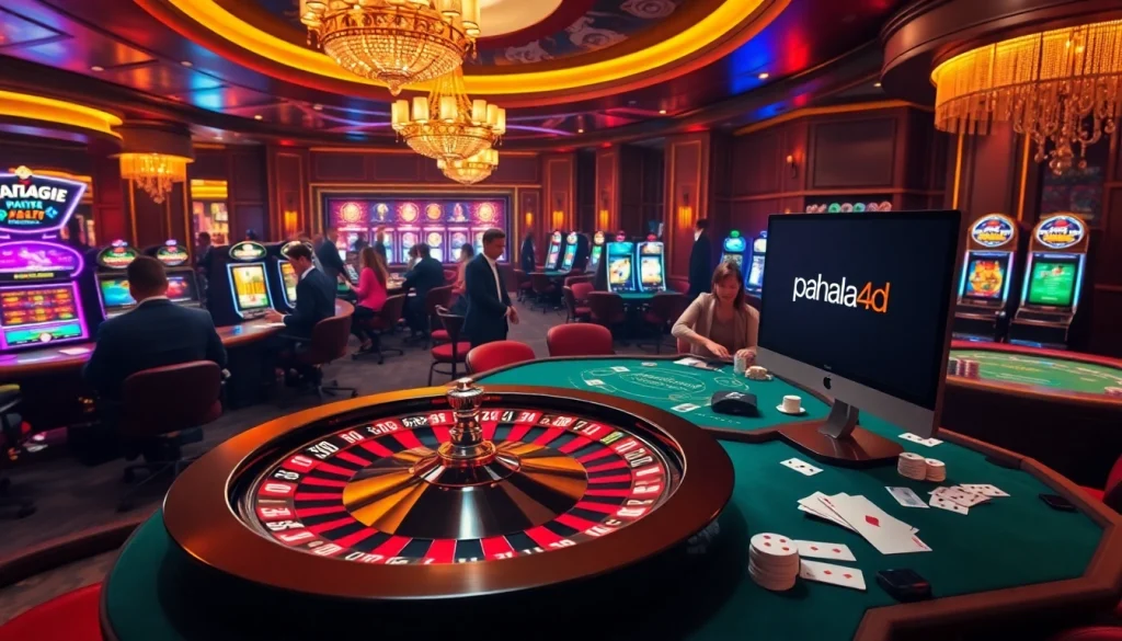 Exciting casino scene highlighting gaming with the keyword pahala4d on the screen.