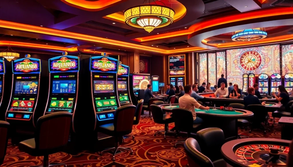 Experience thrilling gameplay with slot apiraja88 in a vibrant casino setting.