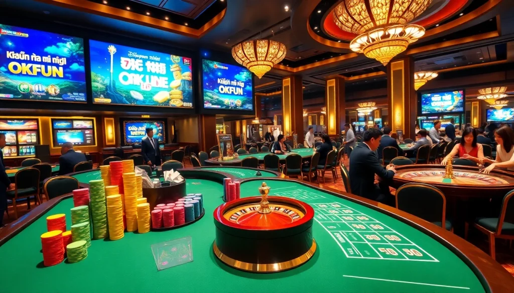 Engaging in thrilling games at the casino while exploring khuyến mãi okfun offers and attractive rewards.