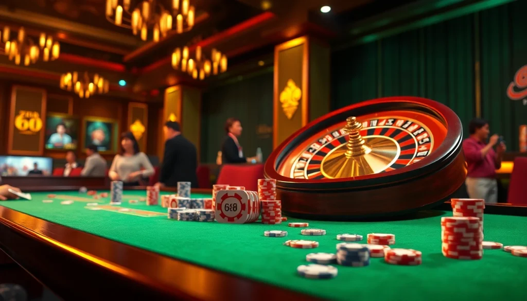 Experience the thrill of tai go 88 with vibrant casino action and warm lighting.