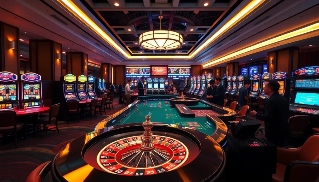 Experience the thrill of gambling at https://rr88c.pro/ with vibrant casino visuals featuring gaming tables and players.