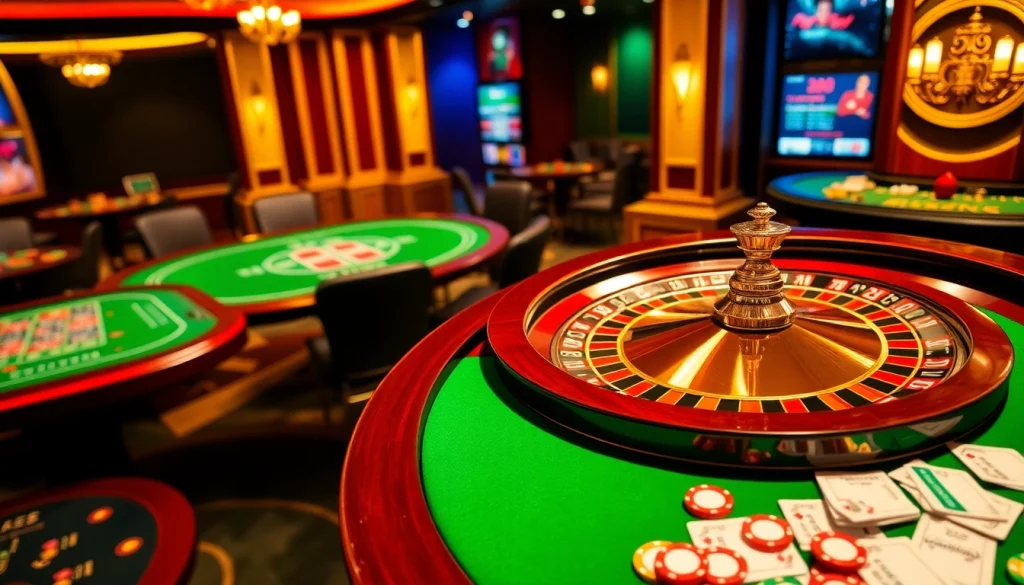 Exciting gameplay at 789club with luxurious casino tables and poker chips.
