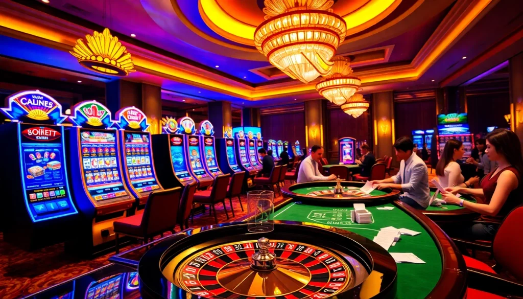 Experience thrilling gameplay at QQMacan with vibrant slot machines and a luxurious casino ambiance.