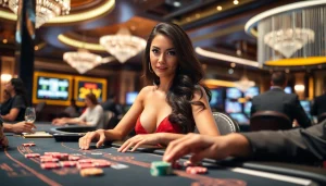 에볼루션 카지노의 화려한 라이브 딜러와 진정한 카지노 환경을 보여줍니다.