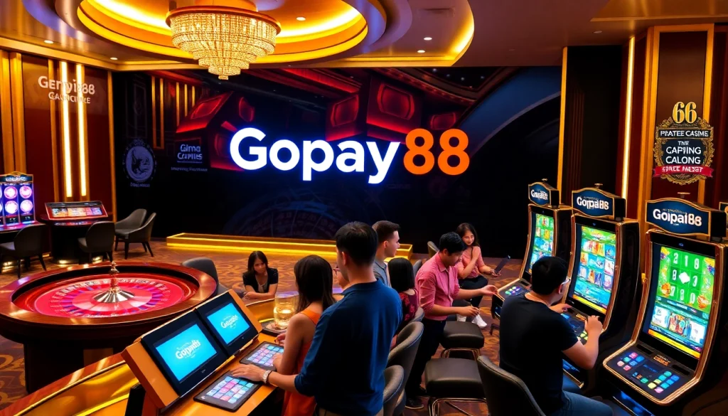 Exciting gaming atmosphere with Gopay88 online table games and vibrant casino chips.