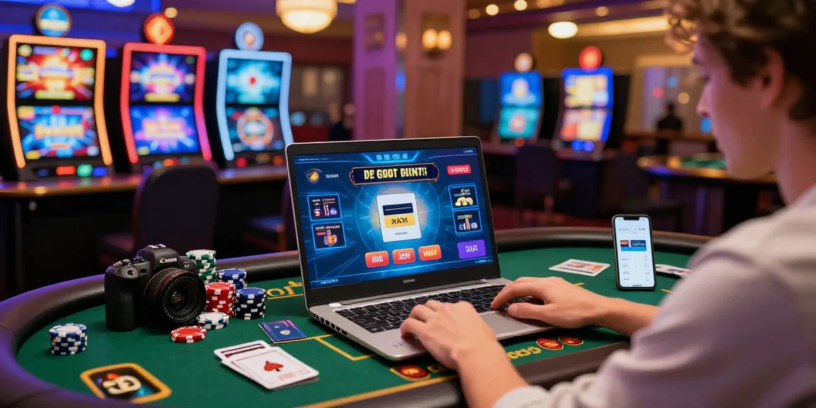 Player enjoying online gaming experience at casinos that accept credit cards with colorful graphics and engaging accessories.