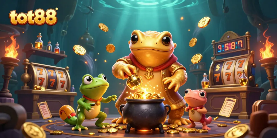 Engage with tot88 by playing dynamic slot games featuring golden elements and animated characters.