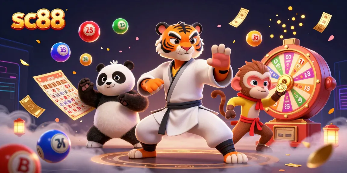 Experience sc88's thrilling gaming atmosphere with vibrant characters and dynamic lottery elements.